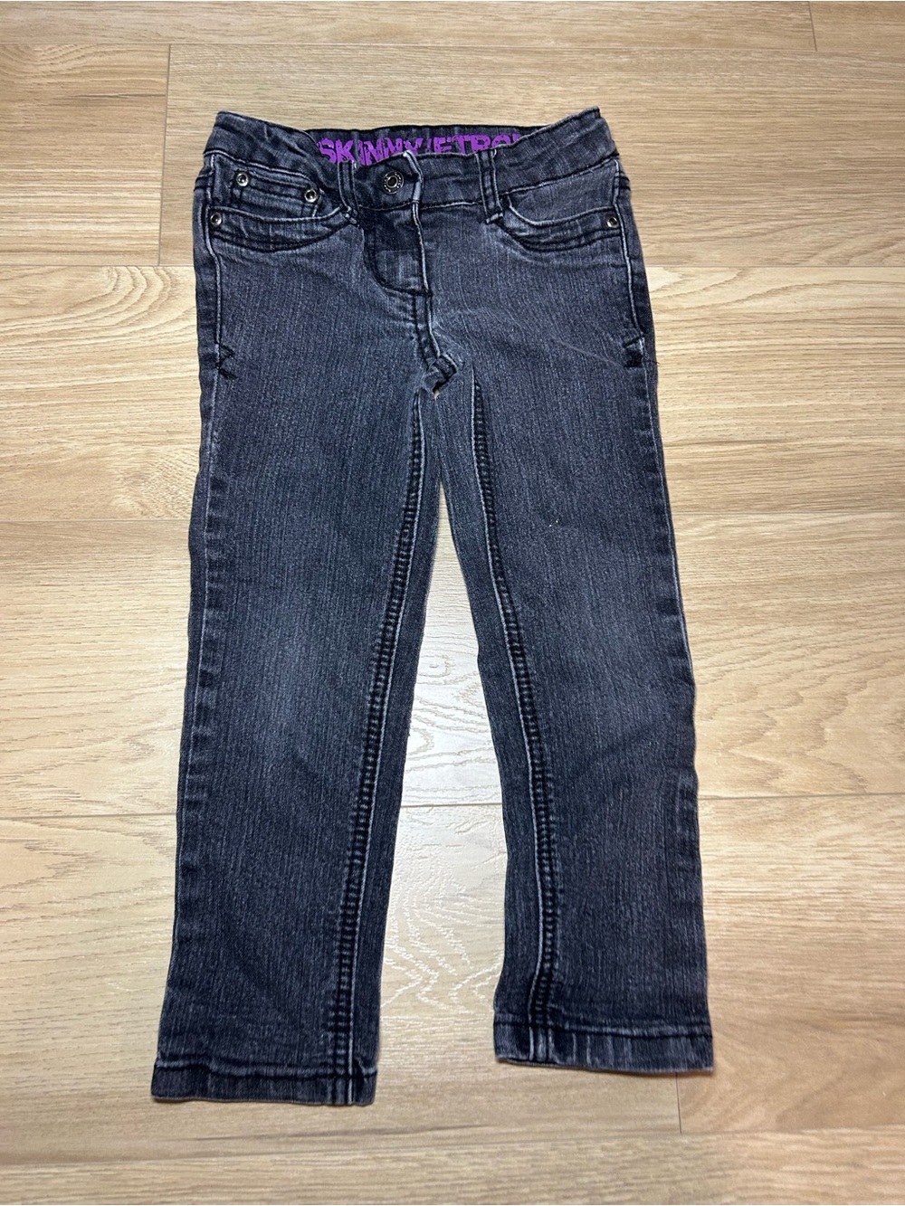 Girls' Skinny Black-Gray Jeans with Stretch